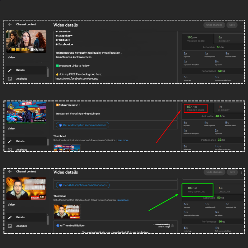 Metadata Engineering — 100/100 vidIQ SEO Scores — YouTube SEO result screenshot